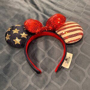 Disney Parks Stars & Stripes Americana Minnie Ears Headband “Land That I Love”